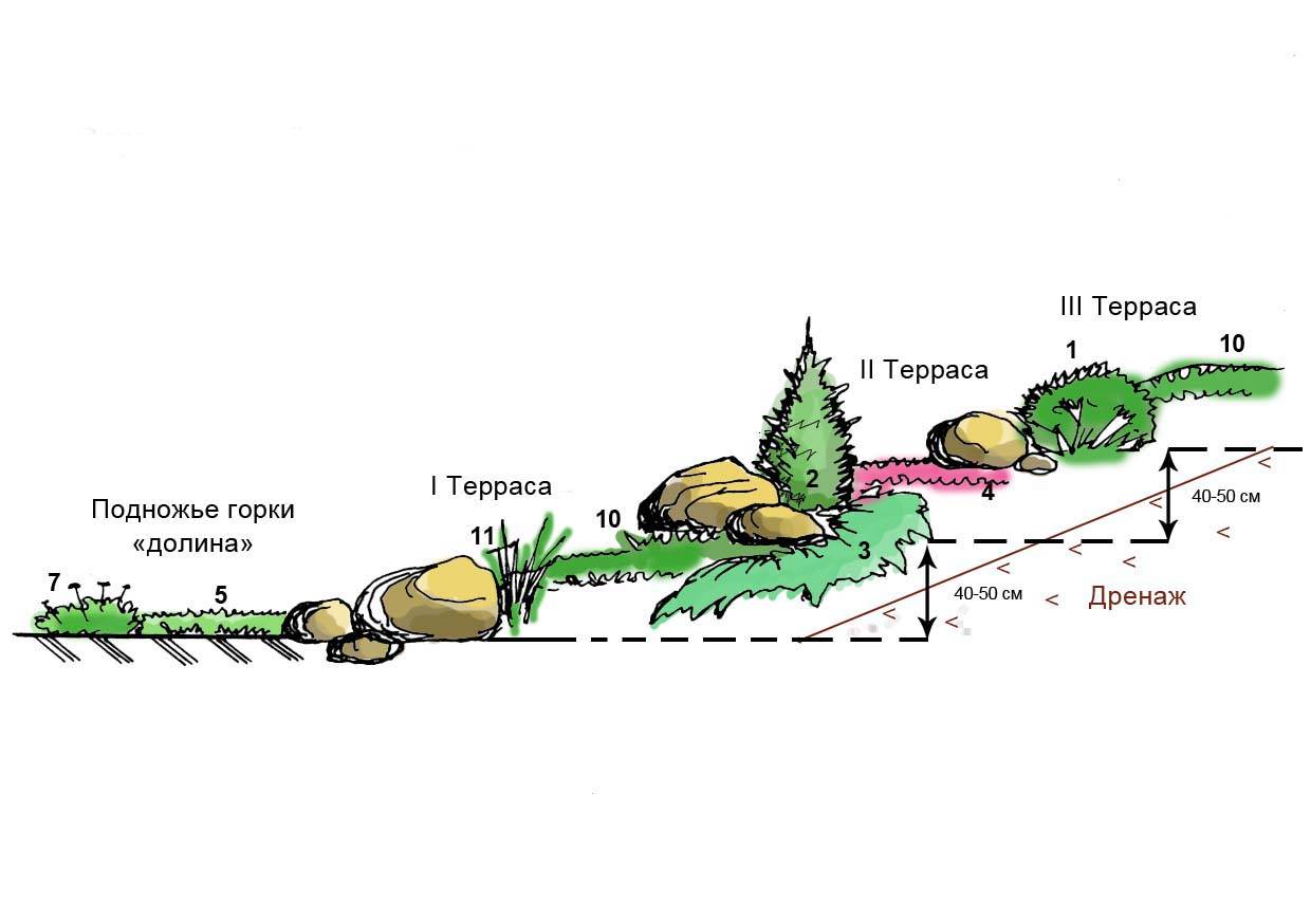 Альпийская горка схема посадки