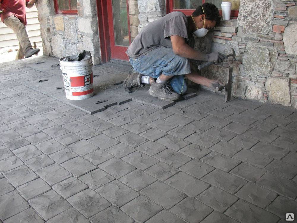 Печатный бетон, технология изготовления: декоративного, штампованного, декор бетона своими руками