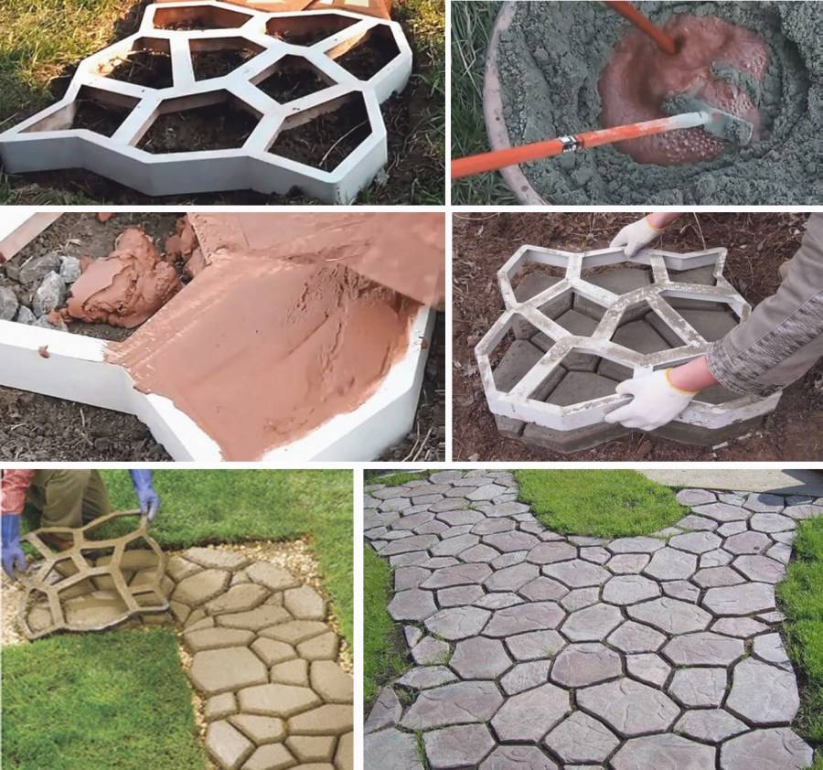 Садовые дорожки из бетона: технология изготовления, варианты декорирования, фото