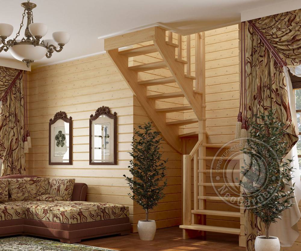 Компактная лестница на второй этаж: варианты для маленьких домов