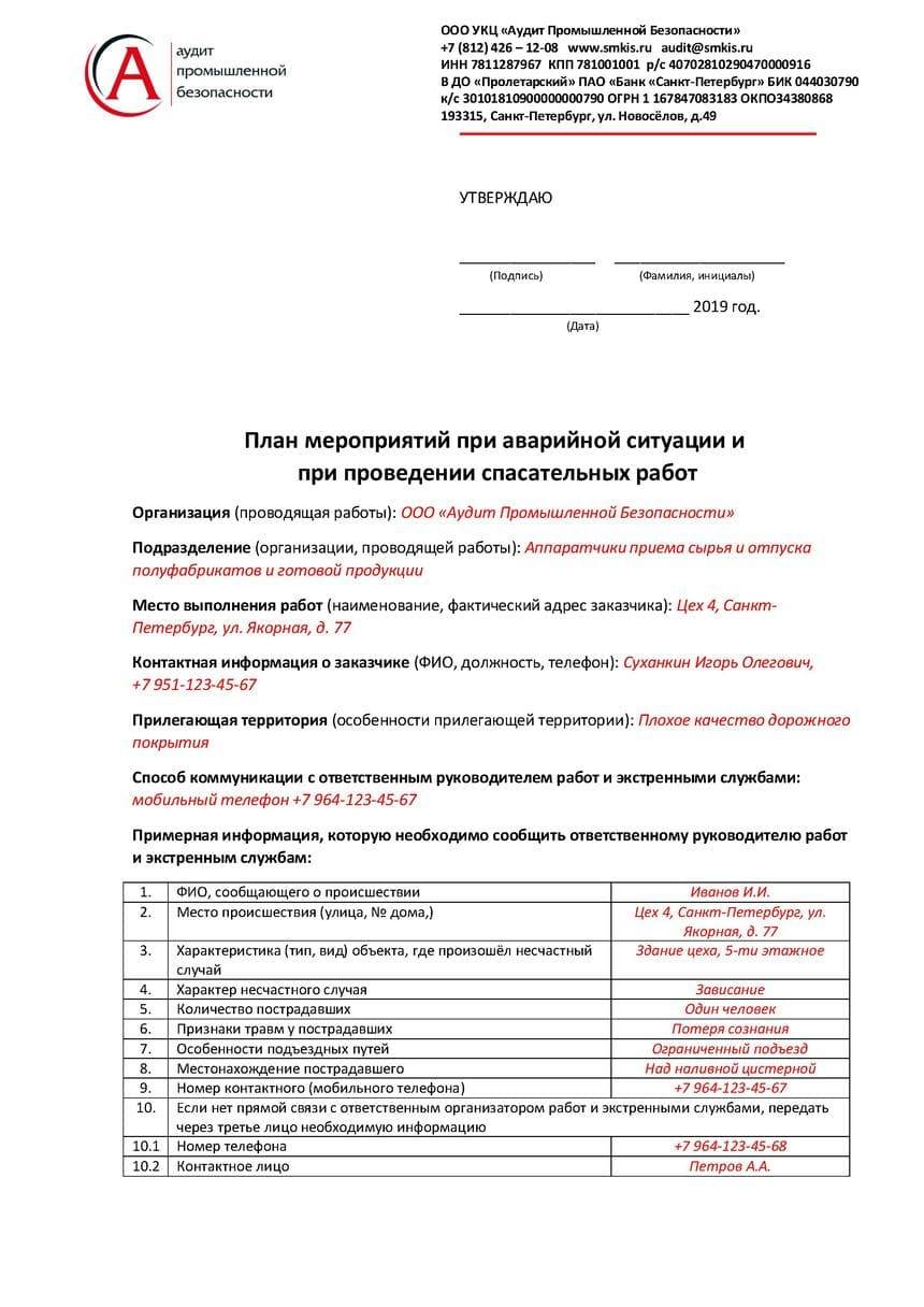 Что определяет план мероприятий по эвакуации и спасению работников
