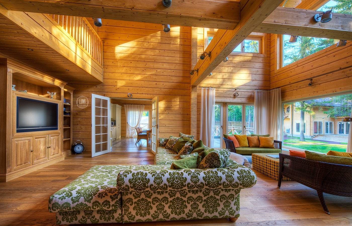 Дизайн интерьера деревянного дома из бруса внутри: оформление гостиной своими руками (фото и видео)