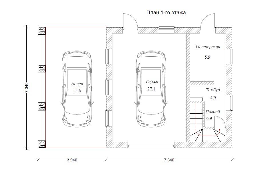 Проекты гаражей с подвалом и мансардой для рационального использования площади участка