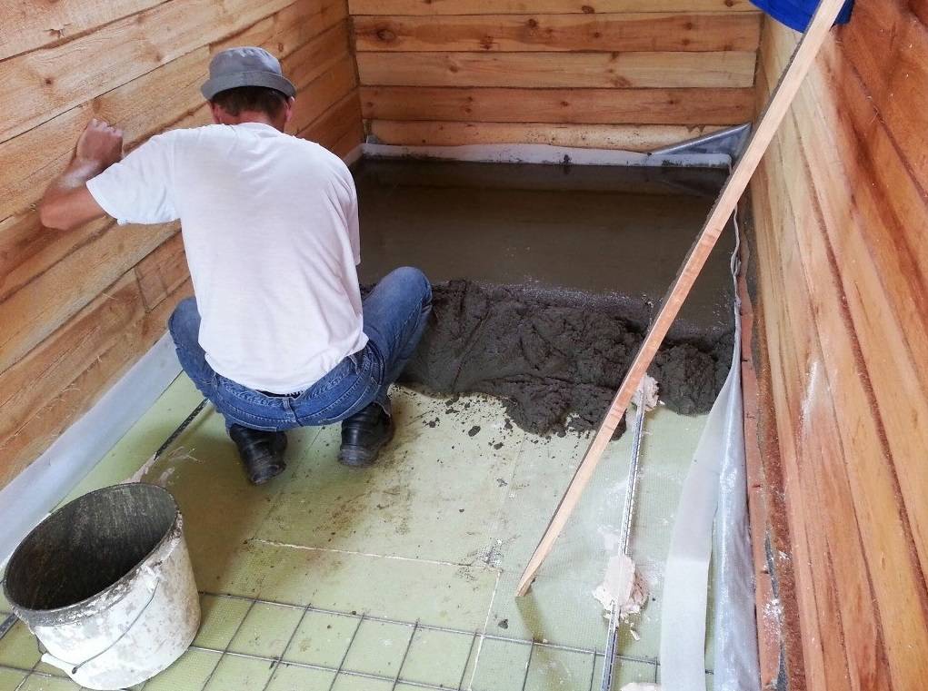 Как самому сделать полы из бетона в бане?